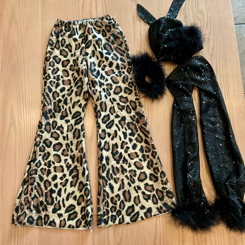 Kids Leopard Print Dance Pants with Black Sequin Accessories